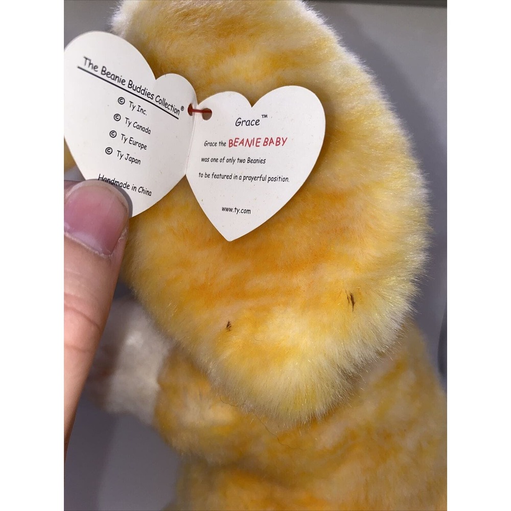 Vintage Ty Beanie Buddy Grace Bunny 15" Collectible Plush Toy Retired With Tag - Picture 8 of 8